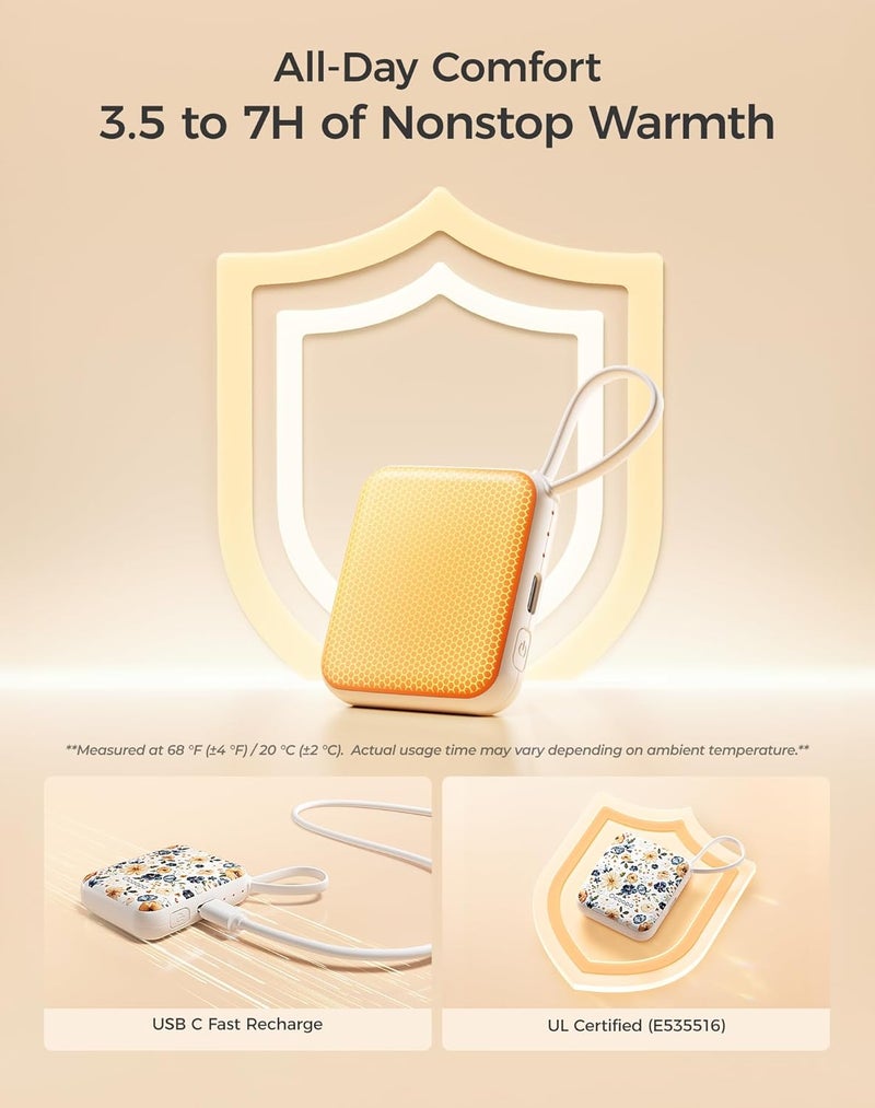 OCOOPA Hand Warmers Rechargeable, Smart Temp Control 7H*2 Long Safe Heat, Ultra Slim, Pocket-Size Design That Fits Gloves, Gifts for Women, Outdoor, Office, Commute (UT5 Nano) - Image 5